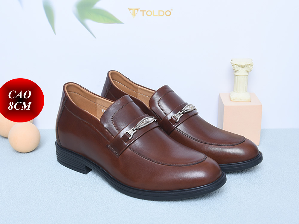 Giày cao 8cm da thật màu nâu