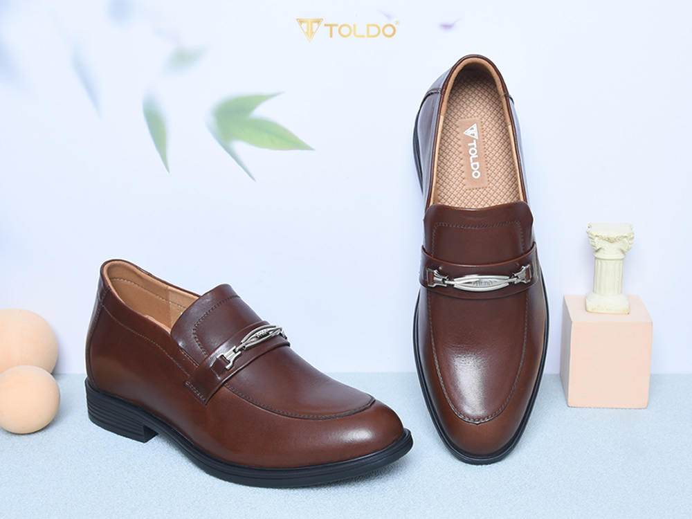 Giày cao 8cm da thật màu nâu