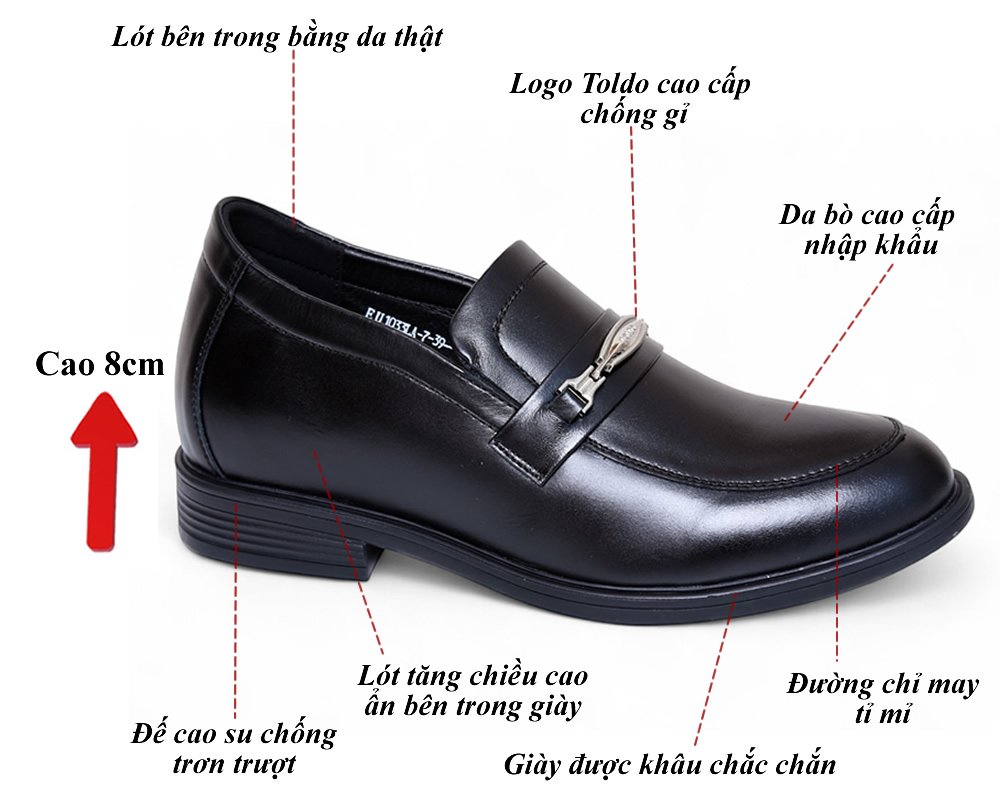 Giày cao 8cm sang trọng da thật