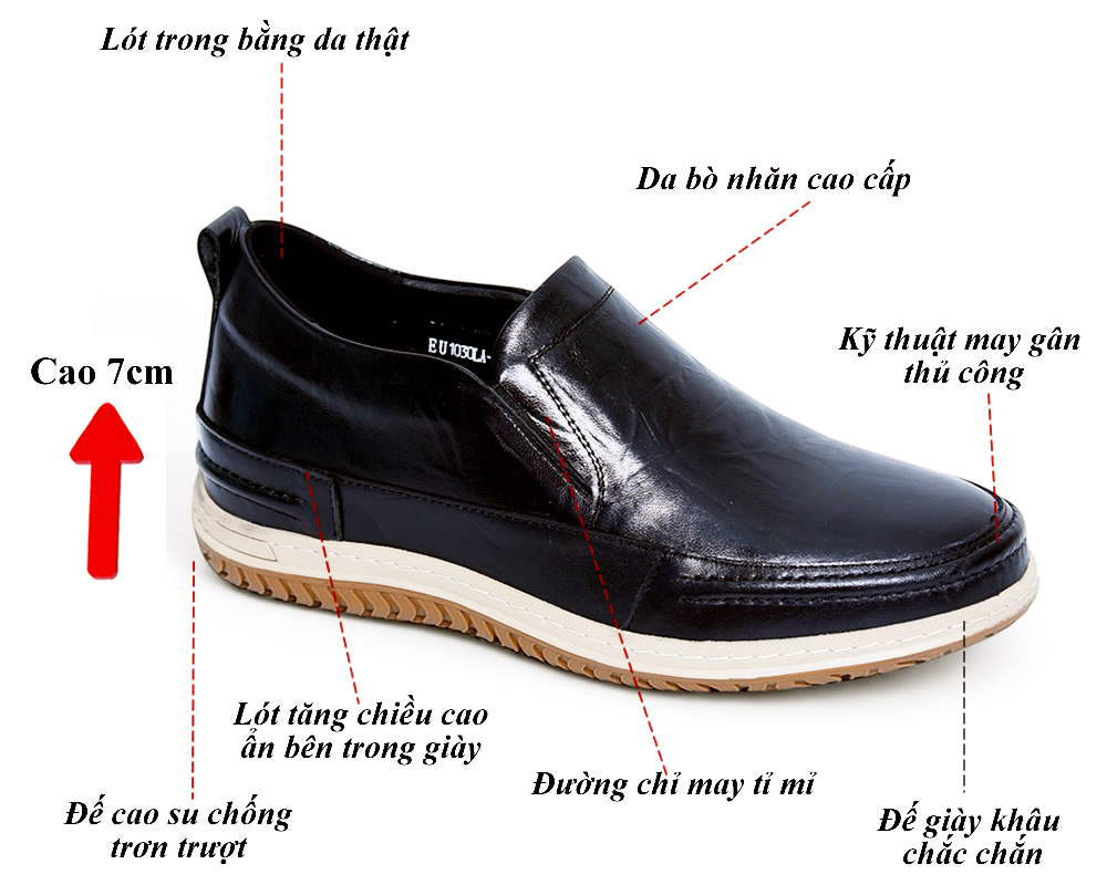 Giày tăng chiều cao 7cm đế khâu