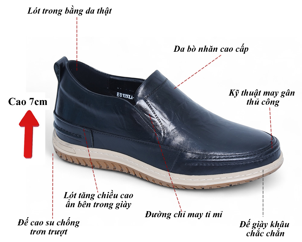 Giày tăng chiều cao 7cm đế khâu
