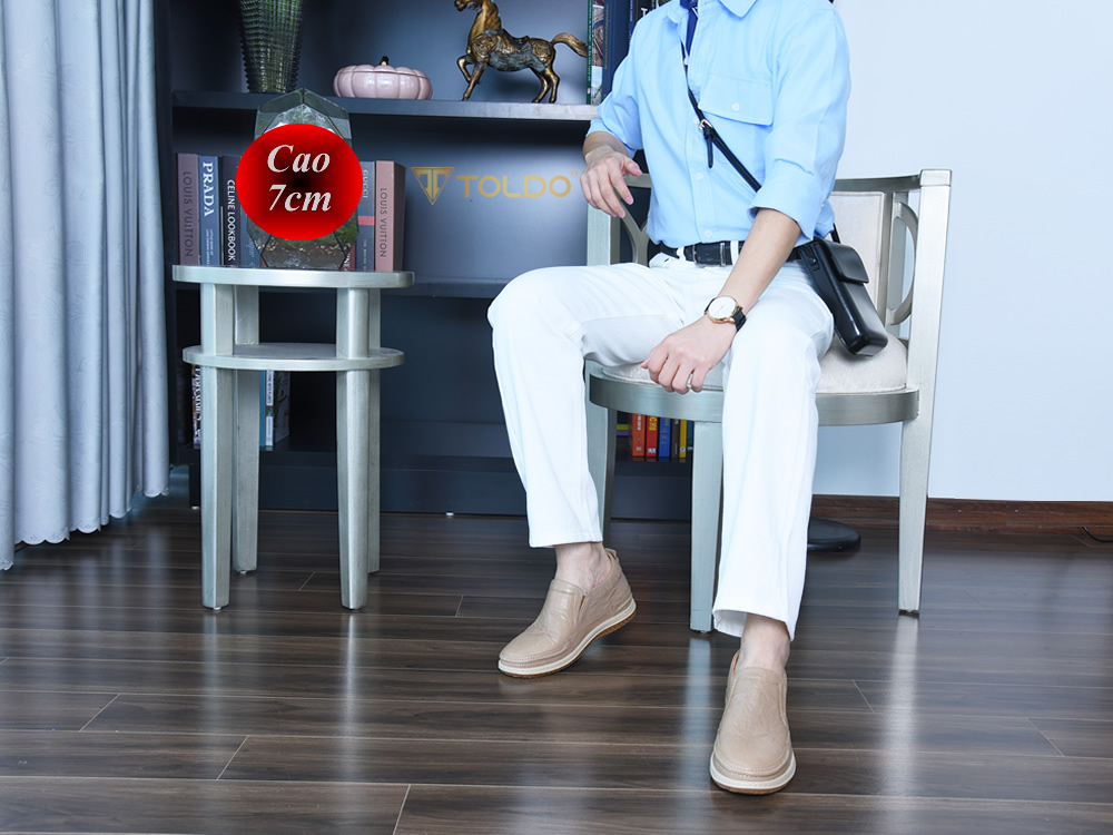 Giày cao 7cm cho nam da thật đế khâu