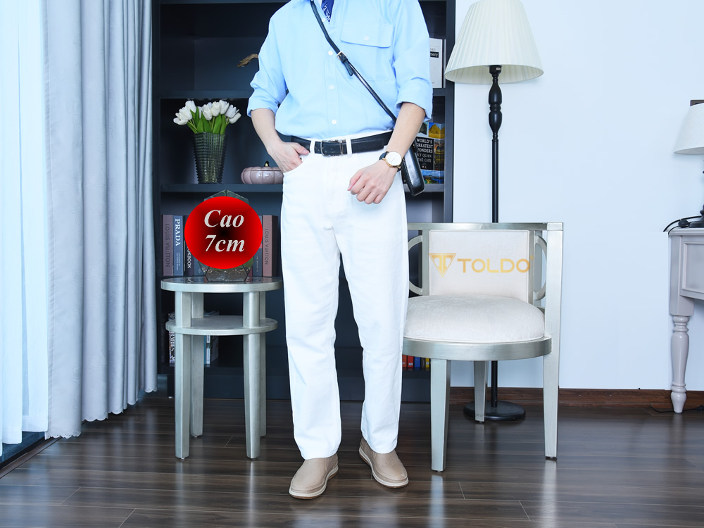Giày cao 7cm cho nam da thật đế khâu