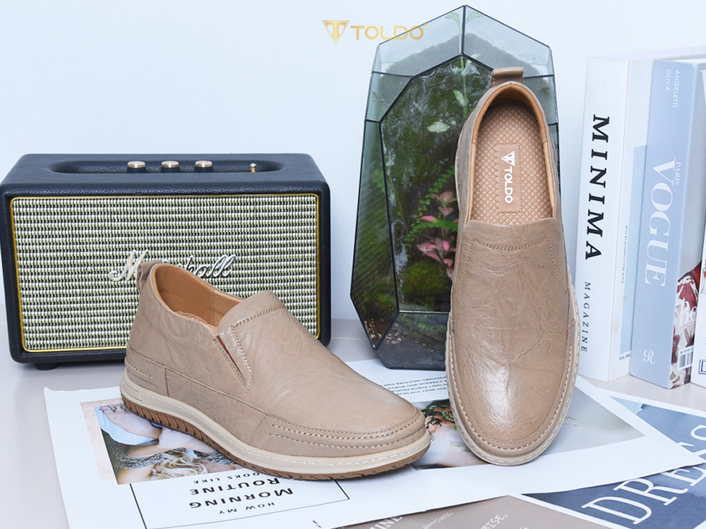 Giày cao 7cm cho nam da thật đế khâu