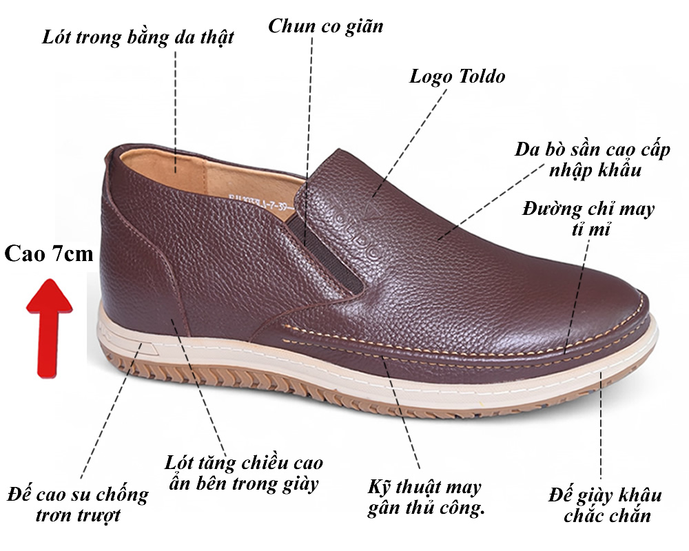 Giày cao 7cm đế khâu da mềm