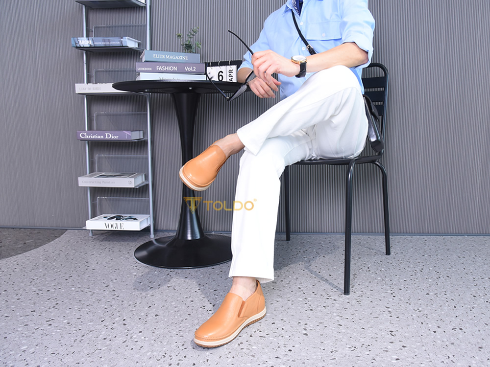 Giày cao nam 7cm đế khâu da mềm