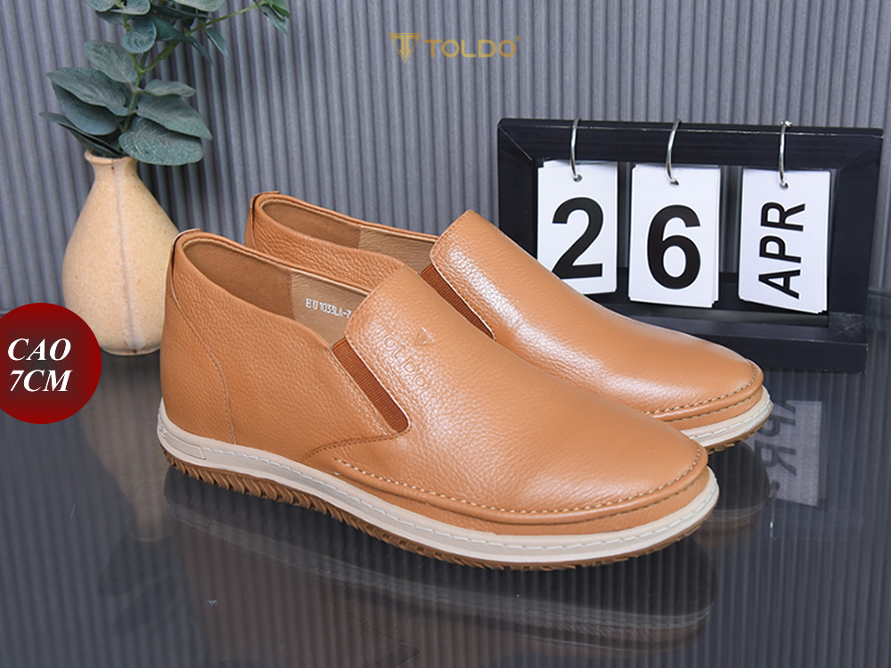 Giày cao nam 7cm đế khâu da mềm