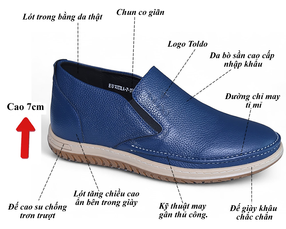 Giày cao 7cm da mềm siêu nhẹ