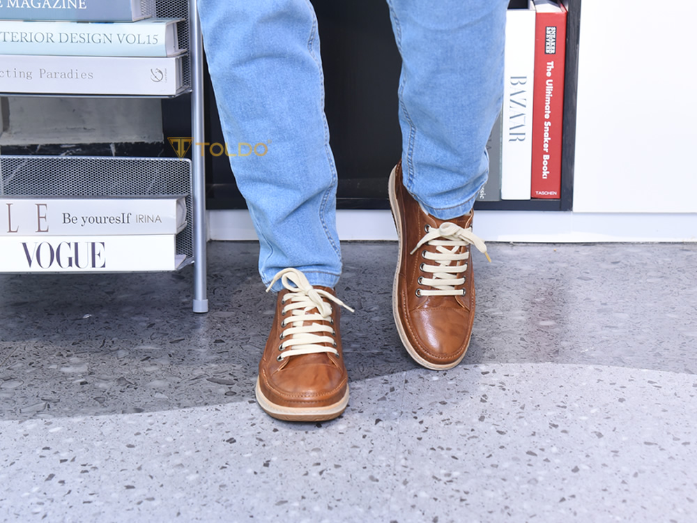 Giày cao 7cm thể thao da thật đế khâu