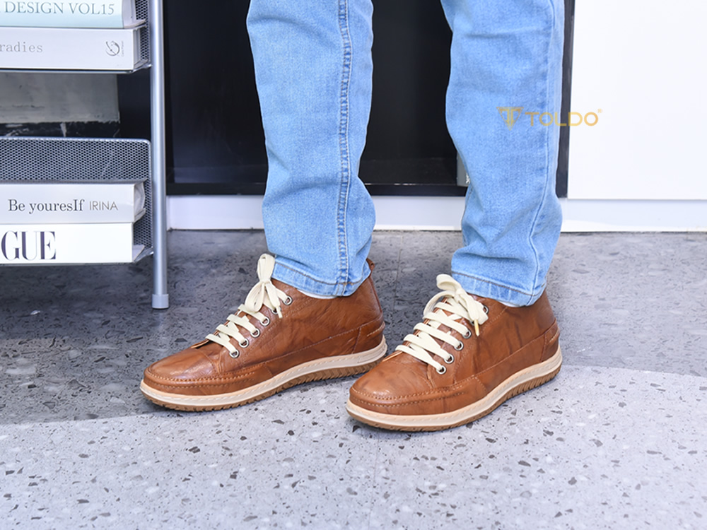 Giày cao 7cm thể thao da thật đế khâu