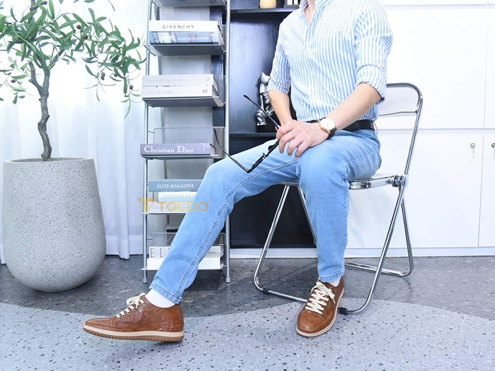 Giày cao 7cm thể thao da thật đế khâu