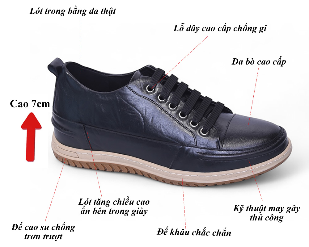 Giày cao 7cm da thật đế khâu mềm nhẹ