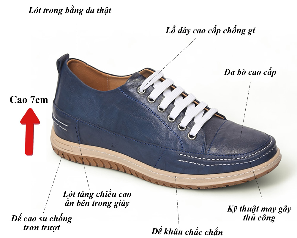 Giày cao 7cm màu xanh da mềm nhẹ 