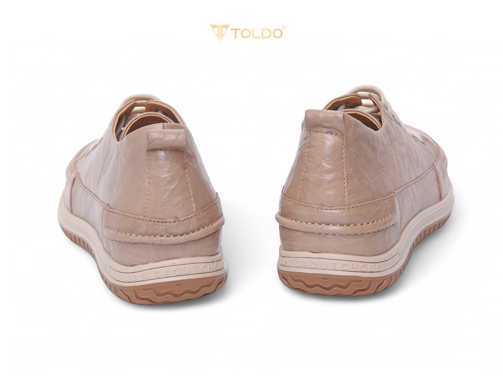Giày cao nam 7cm màu be khế khâu