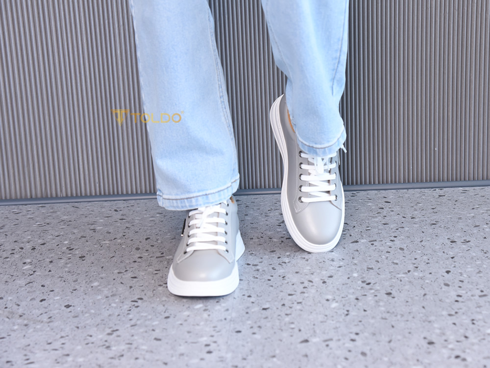 Giày thể thao cao 8cm da thật đế khâu