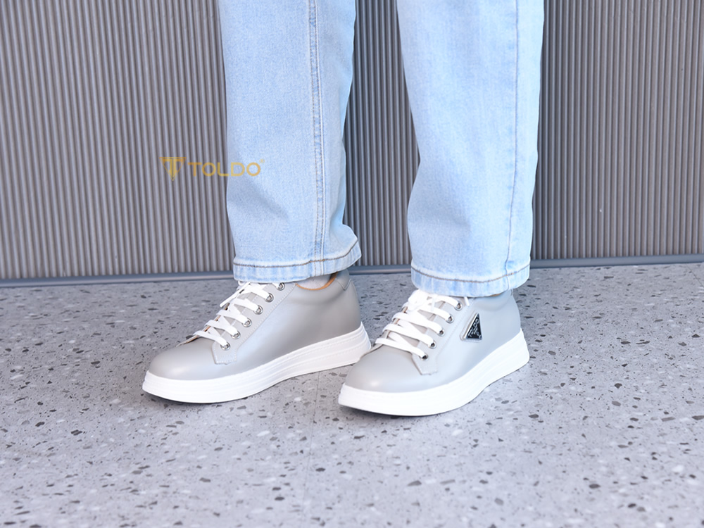 Giày thể thao cao 8cm da thật đế khâu