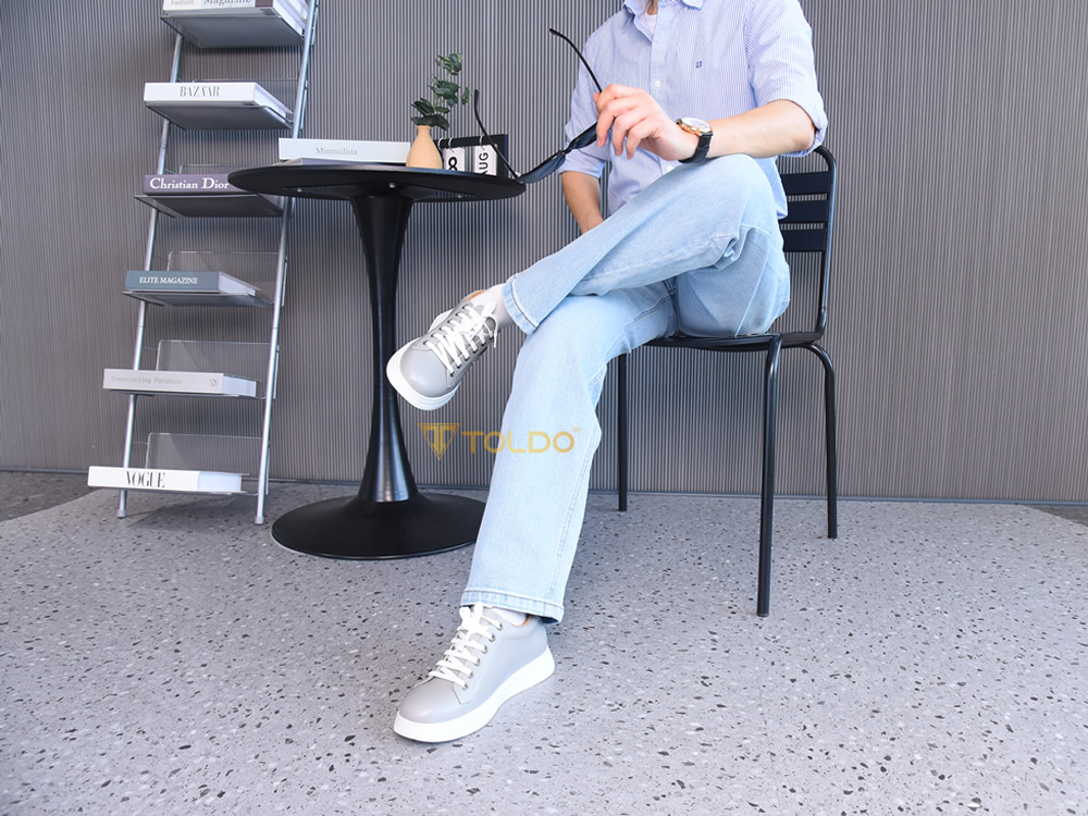 Giày thể thao cao 8cm da thật đế khâu
