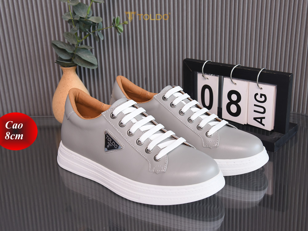 Giày thể thao cao 8cm da thật đế khâu