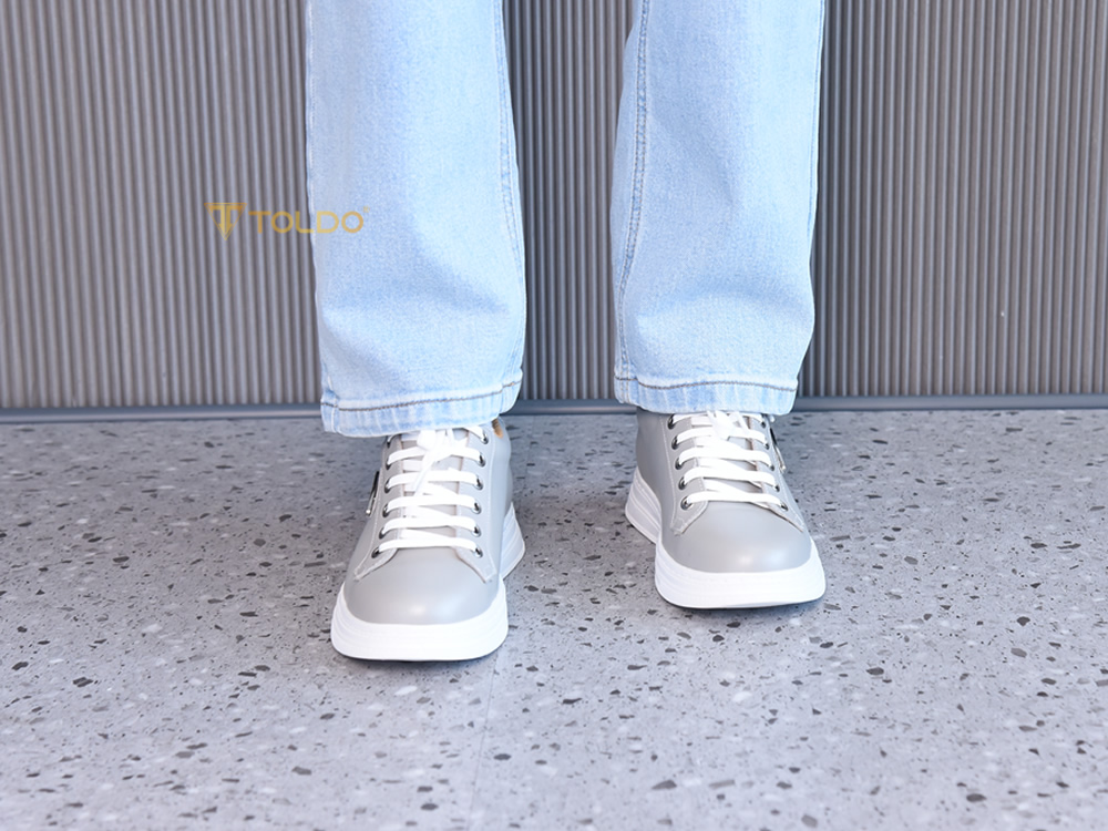 Giày thể thao cao 8cm da thật đế khâu
