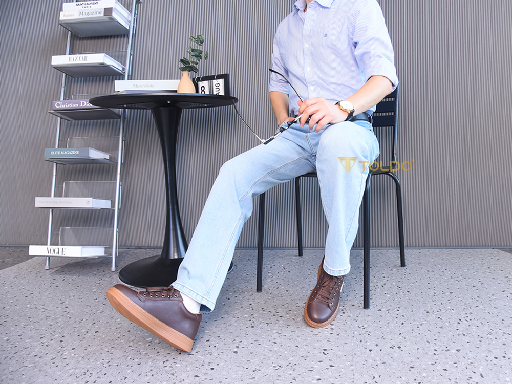 Giày cao 8cm thể thao nam da mềm