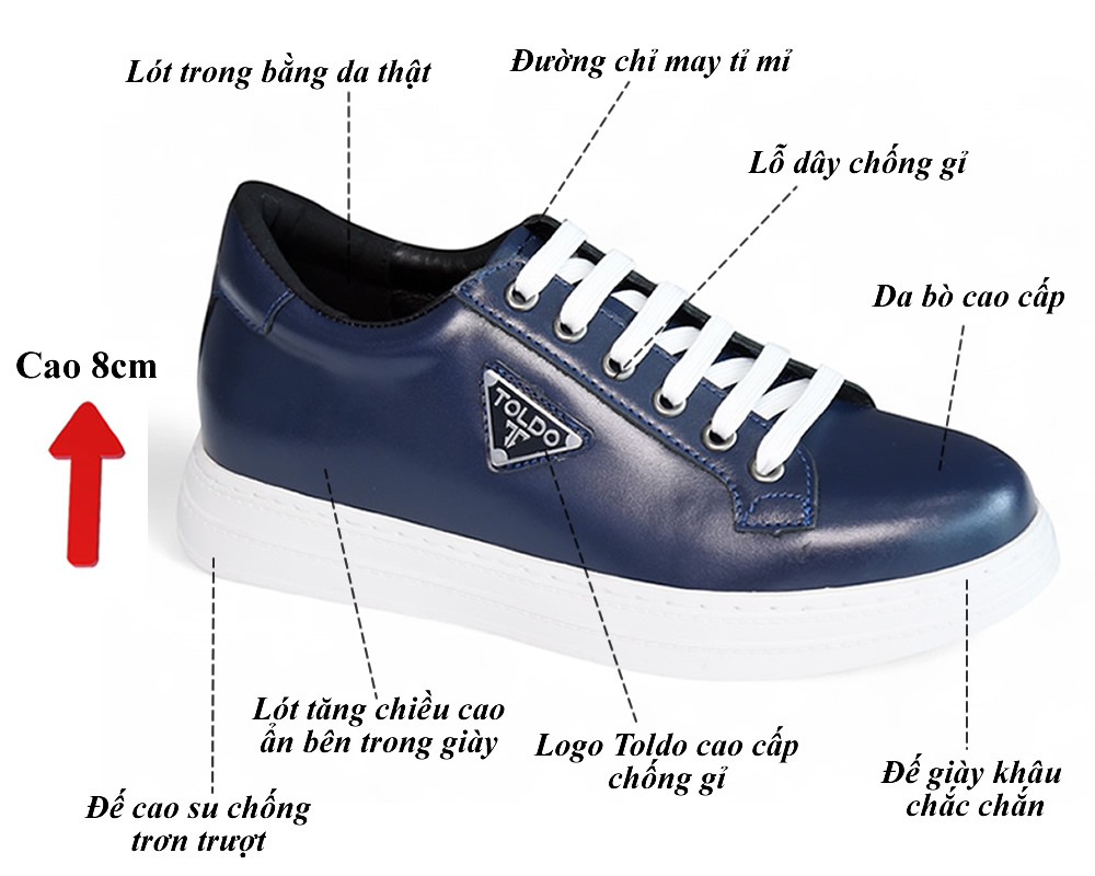 Giày thể thao cao 8cm màu xanh