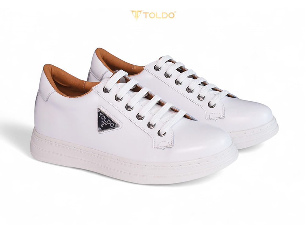 Giày cao thể thao 8cm cho nam màu trắng