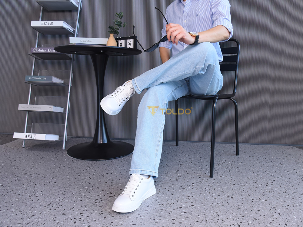 Giày cao thể thao 8cm cho nam màu trắng
