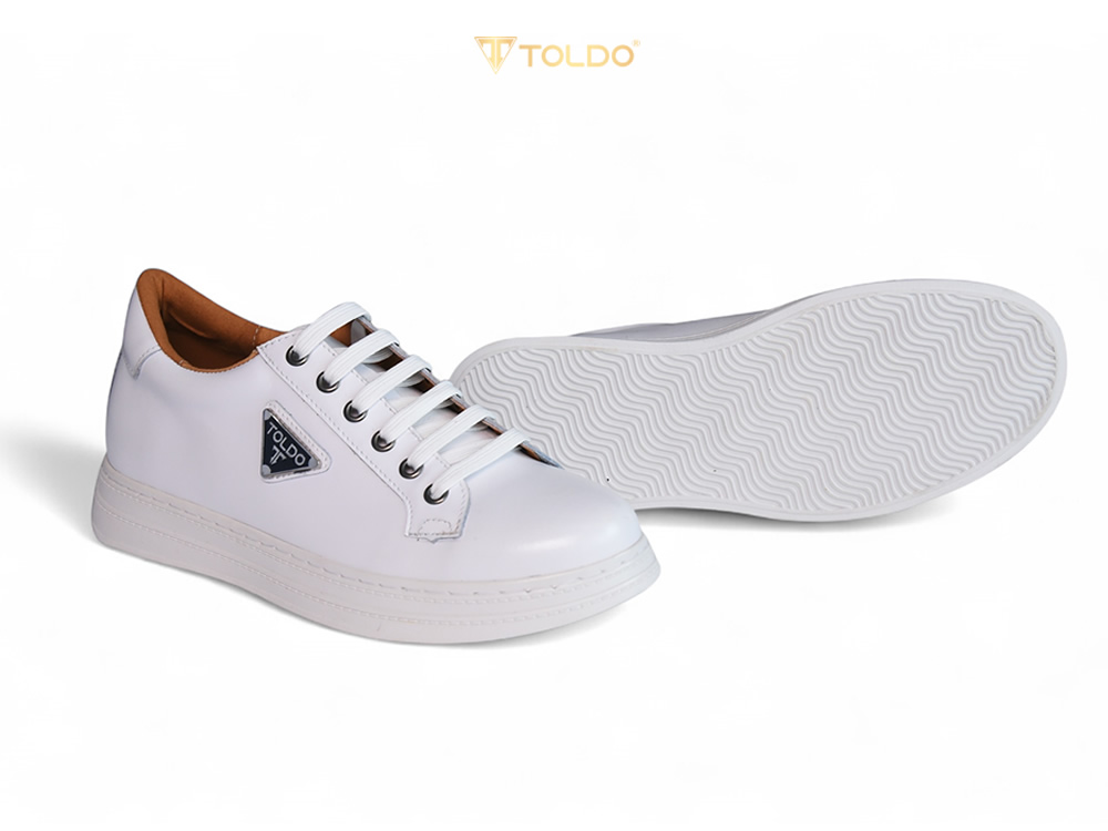 Giày cao thể thao 8cm cho nam màu trắng