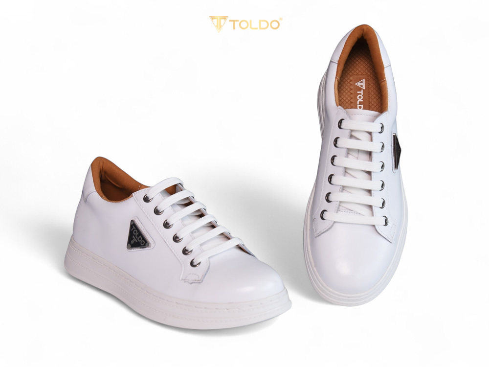 Giày cao thể thao 8cm cho nam màu trắng