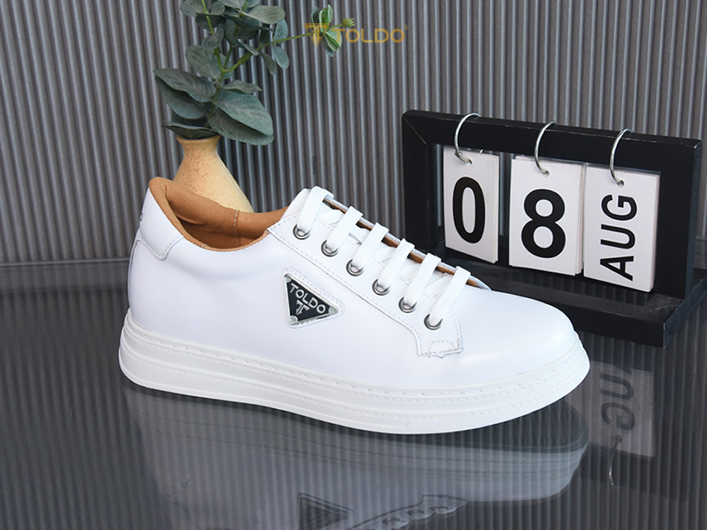 Giày cao thể thao 8cm cho nam màu trắng