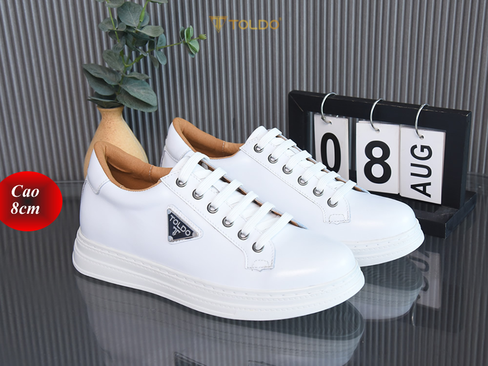 Giày cao thể thao 8cm cho nam màu trắng