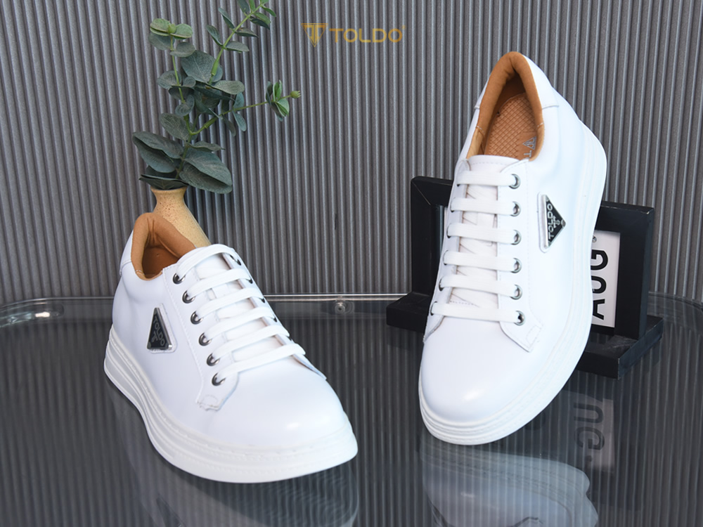 Giày cao thể thao 8cm cho nam màu trắng