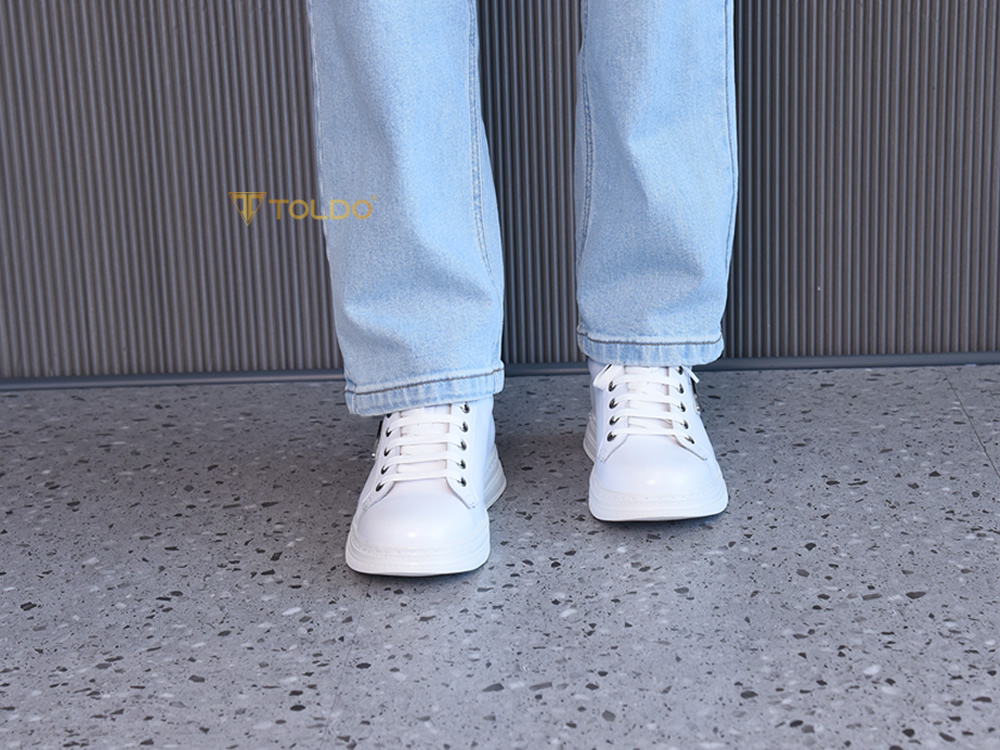 Giày cao thể thao 8cm cho nam màu trắng