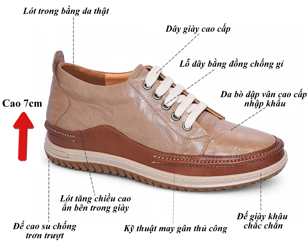 Giày tăng 7cm chiều cao thể thao 