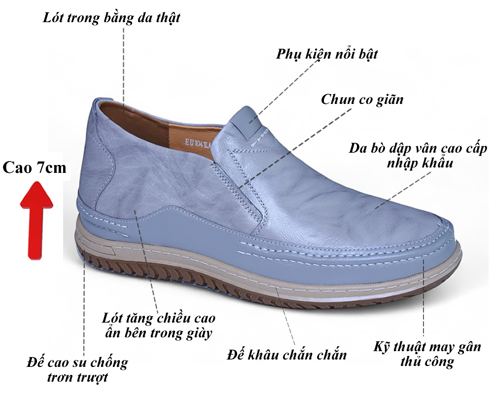 Giày tăng 7cm chiều cao cho nam
