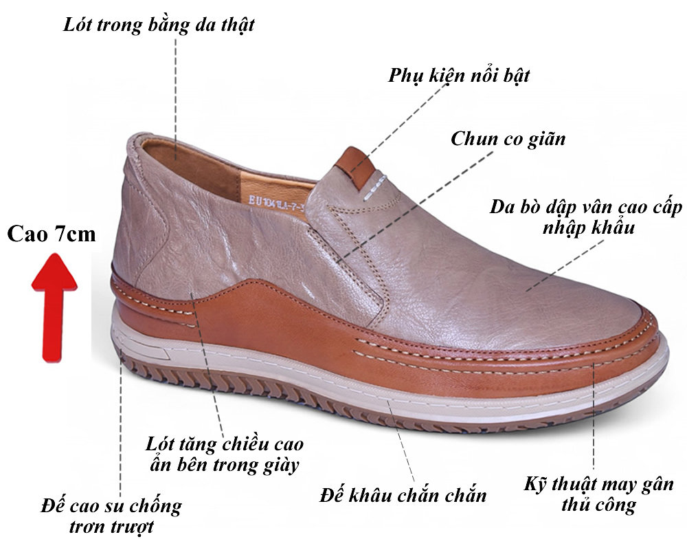 Giày nâng chiều cao 7cm cho nam