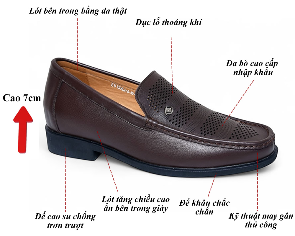 Giày cao 7cm đục lỗ thoáng khí