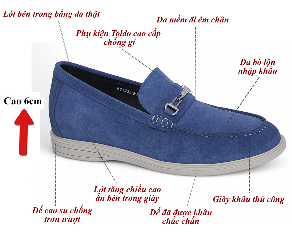 Giày cao nam 6cm màu xanh navy