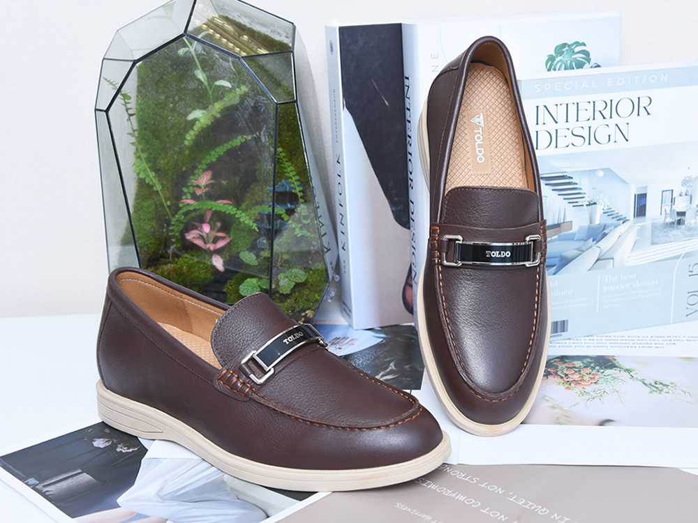 Giày cao 6cm da mềm màu nâu nhẹ