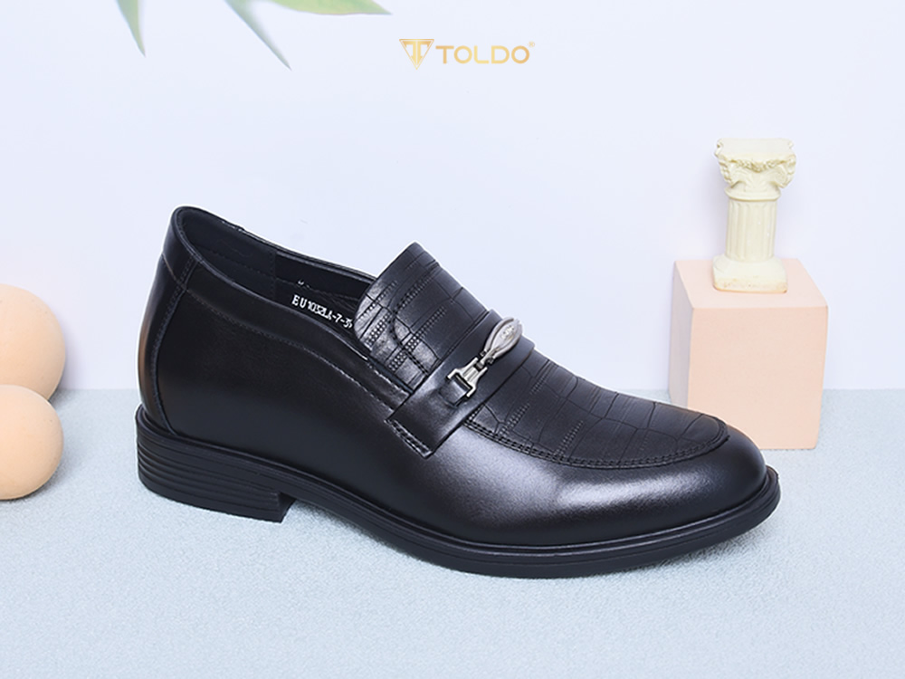 Giày lười cao 8cm da thật đế khâu