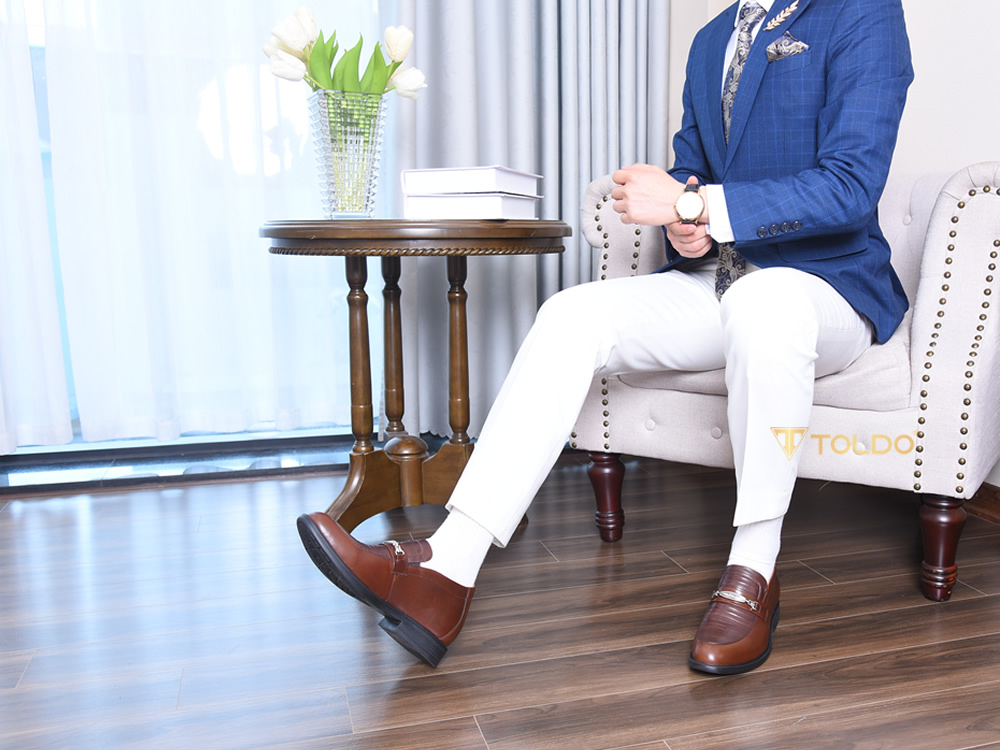 Giày lười tăng 8cm chiều cao da thật