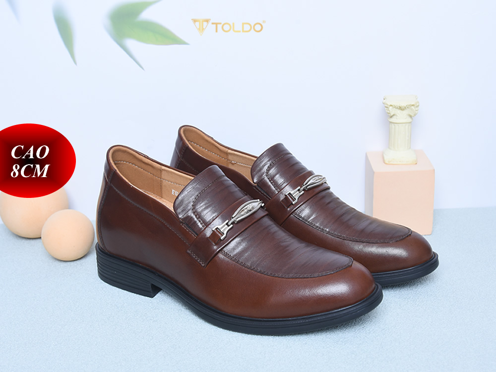 Giày lười tăng 8cm chiều cao da thật