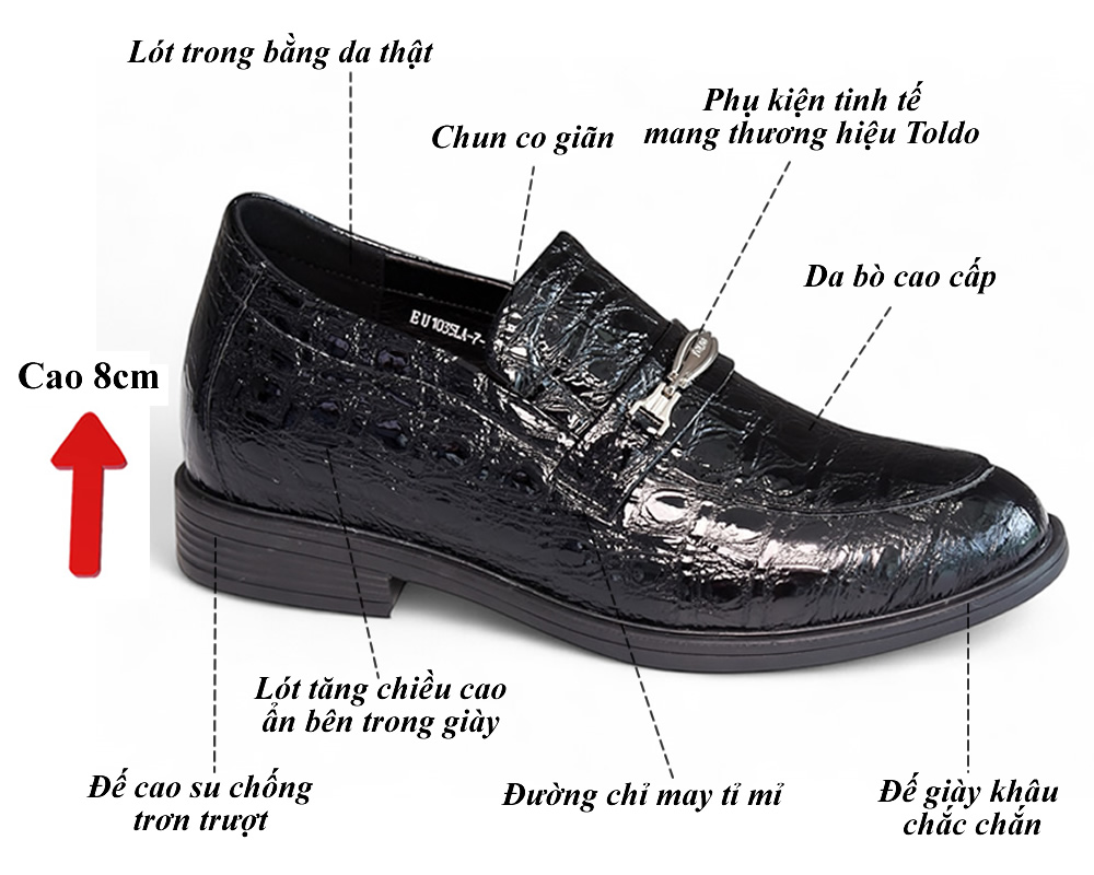 Giày cao 8cm vân cá sấu cao cấp