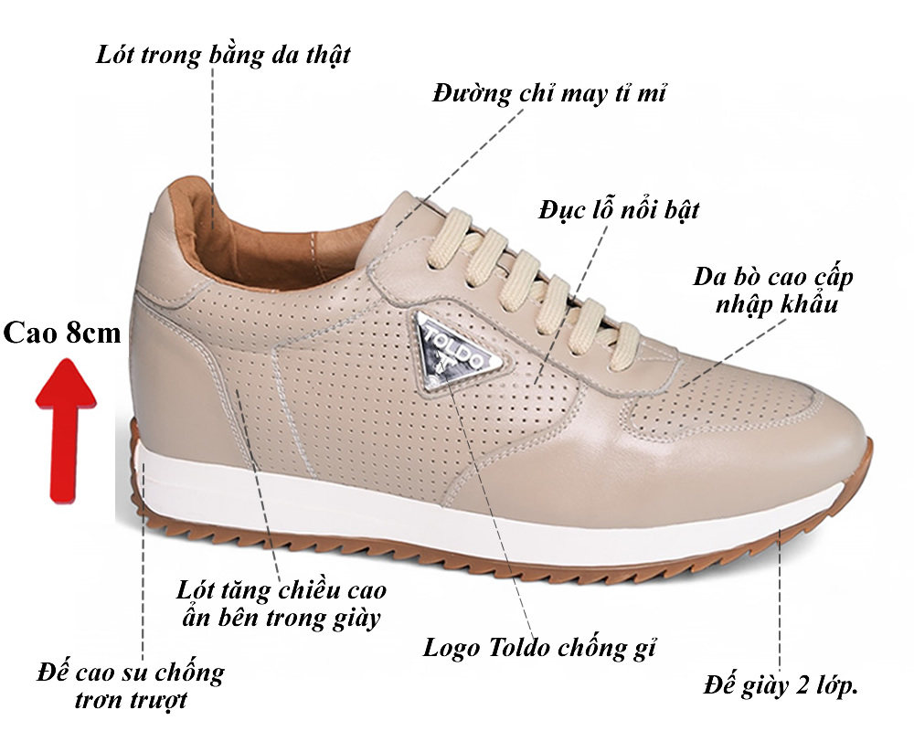 Giày nam cao 8cm thể thao cao cấp