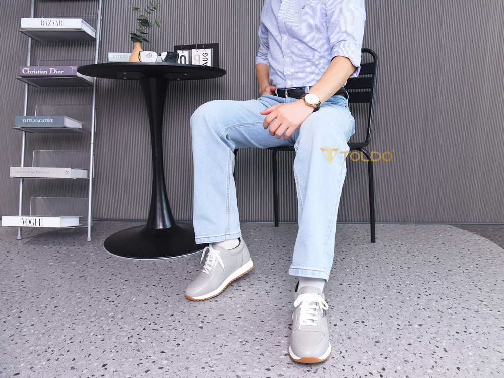 Giày cao 8cm thể thao da bò thật